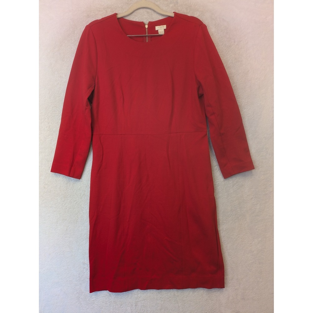 J.Crew Sheath Dress Women's 6 Vibrant Red Long Sleeve Exposed Zip‎ Career